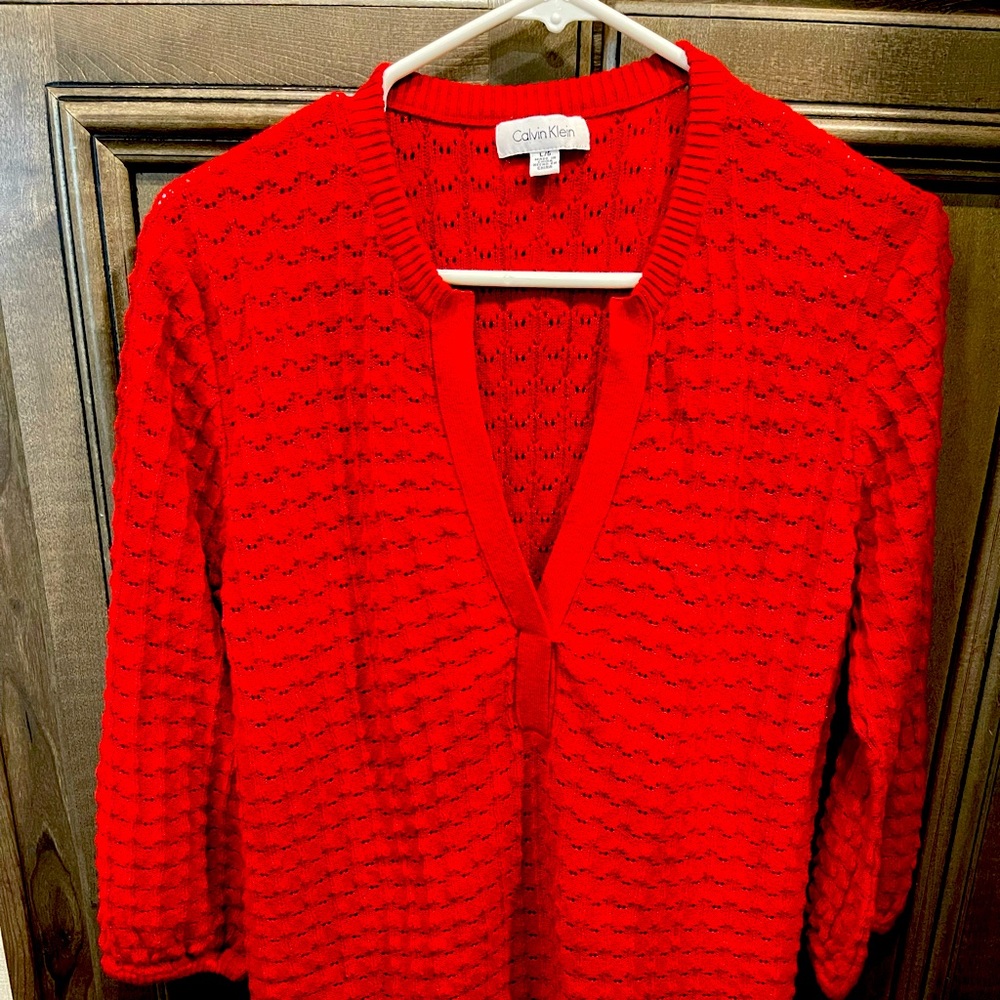 Red Calvin Klein sweater size L